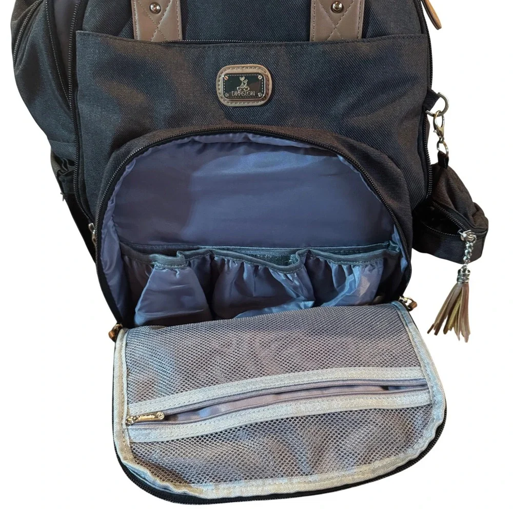 Dikaslon Black Diaper Bag Backpack With Pacifier Case & Stroller Straps